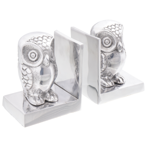 vidaXL Boekensteunen 2 st uil 7x9x11 cm aluminium zilverkleurig