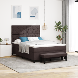 vidaXL Box Spring Bed met Matras & Bank Donkerbruin 160x200 cm Stof