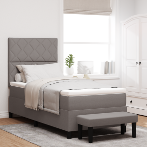 vidaXL Box Spring Bed met Matras & Bank Taupe 100x200 cm Stof