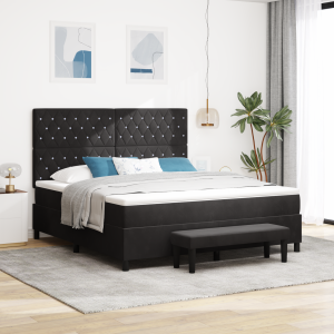vidaXL Box Spring Bed met Matras & Bank Zwart 180x200 cm Fluweel