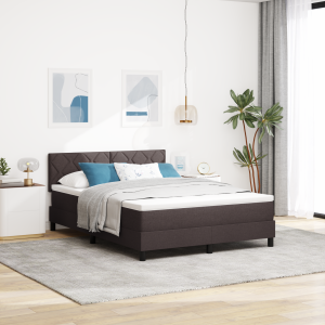 vidaXL Box Spring Bed met Matras Donkerbruin 160x200 cm Stof