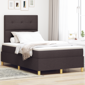 vidaXL Box Spring Bed met Matras Donkerbruin Klein Tweepersoons Stoffen Bed