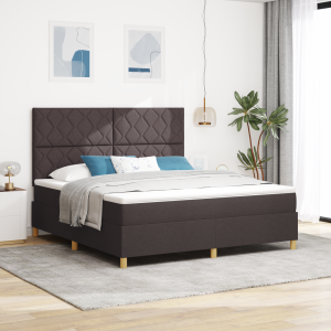 vidaXL Box Spring Bed met Matras Donkerbruin Super King Stof