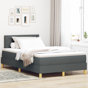 vidaXL Boxspringbed met kussen Donkergrijs 120 x 190 cm Stof