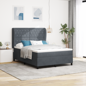 vidaXL Box Spring Bed met Matras Donkergrijs 140x200 cm Fluweel