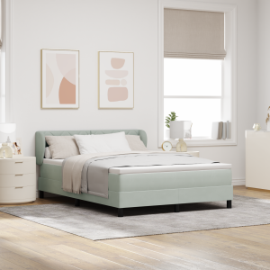 vidaXL box spring bed met matras in lichtgrijs, 140x190 cm, fluweel