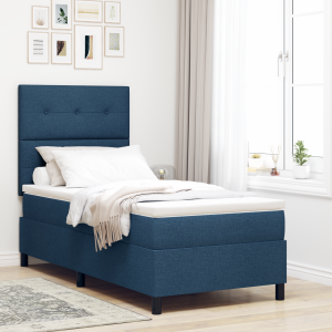 vidaXL Box Spring Bed met Matras & LED Blauw 100x200 cm Stof