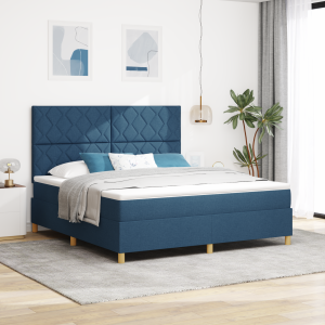 vidaXL Box Spring Bed met Matras & LED Blauwe 180x200 cm Stof
