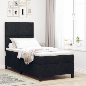 vidaXL Box Spring Bed met Matras & LED Zwart 90x190 cm Stof