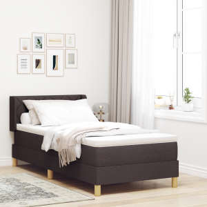 vidaXL Boxspring bed Donkerbruin 100 x 200 cm Schuim en Bekleding