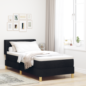 vidaXL Boxspringbed met matras met hoofdeinde Zwart 190 x 90 cm Stof