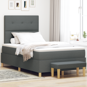 vidaXL Boxspring Bed met Matras & Bank Donker Grijs 120x190 cm Stof