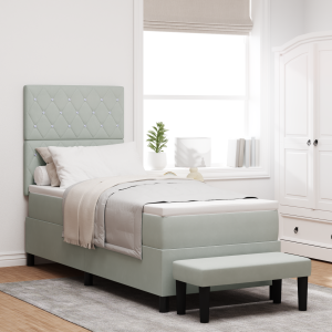 vidaXL Boxspring bed met kussen Lichtgrijs 200 x 80 cm Fluweel