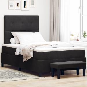 vidaXL Boxspring Bed met Matras & Bank Zwart 120x190 cm Fluweel
