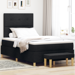 vidaXL Boxspring Bed met Matras & Bank Zwart 120x190 cm Stof