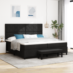 vidaXL Boxspring Bed met Matras & Bank Zwart 200x200 cm Stof