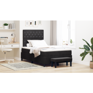 vidaXL Boxspring Bed met Matras & Bench Zwart 120x190 cm Fluweel