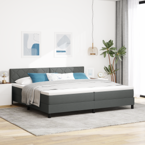vidaXL Boxspring Bed met Matras Donkergrijs 200x200 cm Stof