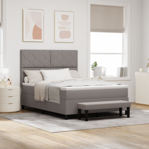 vidaXL Boxspring Bed met Matras en Bench Taupe 140x190 cm Stof