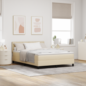 vidaXL Boxspring bed met matras met LED Crème 160 x 200 cm Stof