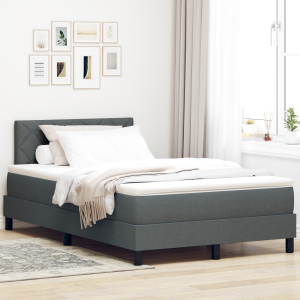 vidaXL Boxspring bed met matras met LED Donkergrijs 120 x 190 cm Stof