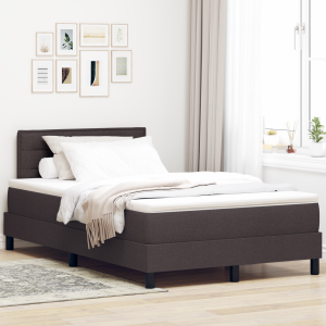 vidaXL Boxspring Bed met Matras & LED Donkerbruin 120x190 cm Stof