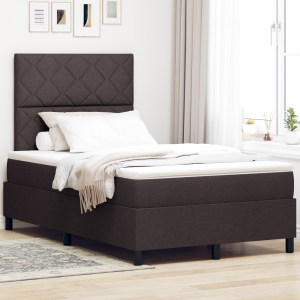 vidaXL Boxspring Bed met Matras & LED Donkerbruin 120x200 cm Stof