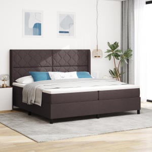 vidaXL Boxspring Bed met Matras & LED Donkerbruin 200x200 cm Stoffering