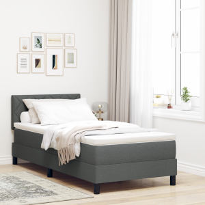 vidaXL Boxspring bed met matras met LED Donkergrijs 90 x 200 cm Stof