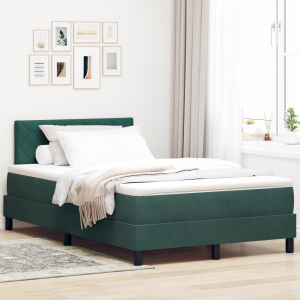 vidaXL Boxspring Bed met Matras & LED Donkergroen 120x190 cm Fluweel