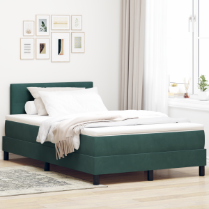 vidaXL Boxspring Bed met Matras & LED Donkergroen 120x190 cm Velours