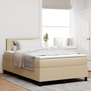 vidaXL Boxspring Bed met Matras & LED Licht Groen Grijs 120x200 cm Katoen