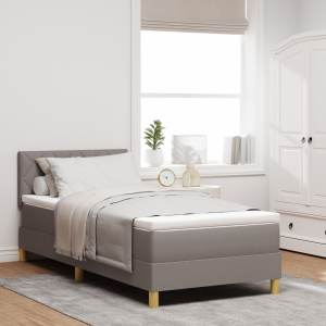 vidaXL LED Box Spring Bed met hoofdeinde Taupe 100 x 200 cm Stof