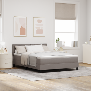 vidaXL Boxspring Bed met Matras & LED Taupe 140x200 cm Stof