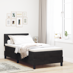 vidaXL LED Box Spring Bed met matras met LED Zwart 90 x 190 cm Fluweel