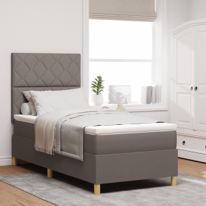 vidaXL Boxspring Bed met Matras Taupe Eenpersoons Stof