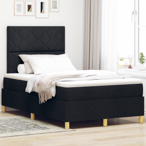 vidaXL Boxspring Bed met Matras Zwart Klein Tweepersoons Stof