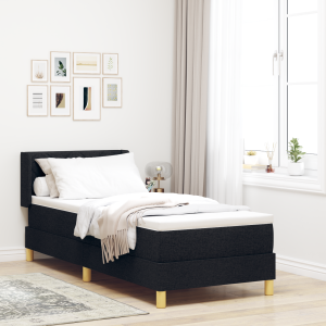 vidaXL Boxspring bed Zwart en Wit en Zwart 80 x 200 cm Stof
