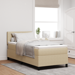 vidaXL LED Box Spring Bed Lichtgrijs en wit. 100 x 200 cm Katoen Stof