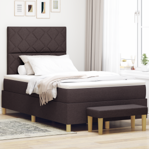 vidaXL boxspringbed met matras & bank donkerbruin 120x190 cm stof