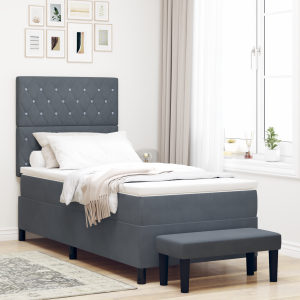 vidaXL Boxspring bed met hoofdeinde Donkergrijs 190 x 90 cm Fluweel
