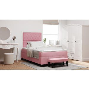 vidaXL Boxspringbed met matras & bank roze 120x190 cm fluweel