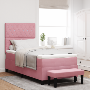 vidaXL Boxspringbed met Matras & Bank Roze 90x190 cm Fluweel