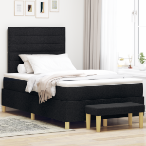 vidaXL Boxspringbed met Matras & Bank Zwart 120x190 cm Stof