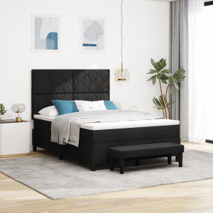 vidaXL Boxspringbed met Matras & Bankje Zwart 160x200 cm Stof