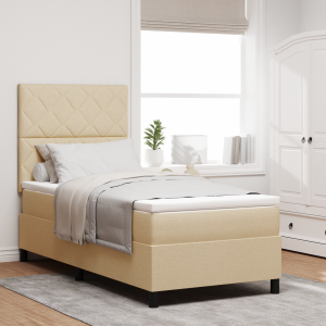 vidaXL Boxspringbed met matras crème 100x200 cm stof