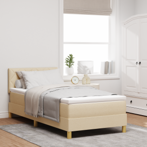 vidaXL Boxspringbed met kussen met hoofdeinde Crème 100 x 200 cm Stof