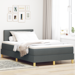 vidaXL Boxspringbed met kussen Donkergrijs 120 x 190 cm Stof
