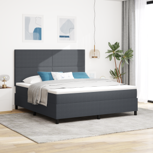 vidaXL Boxspringbed met Matras Donkergrijs Super King Katoenvelours