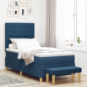 vidaXL Boxspringbed met matras en bank stof blauw 100x200 cm